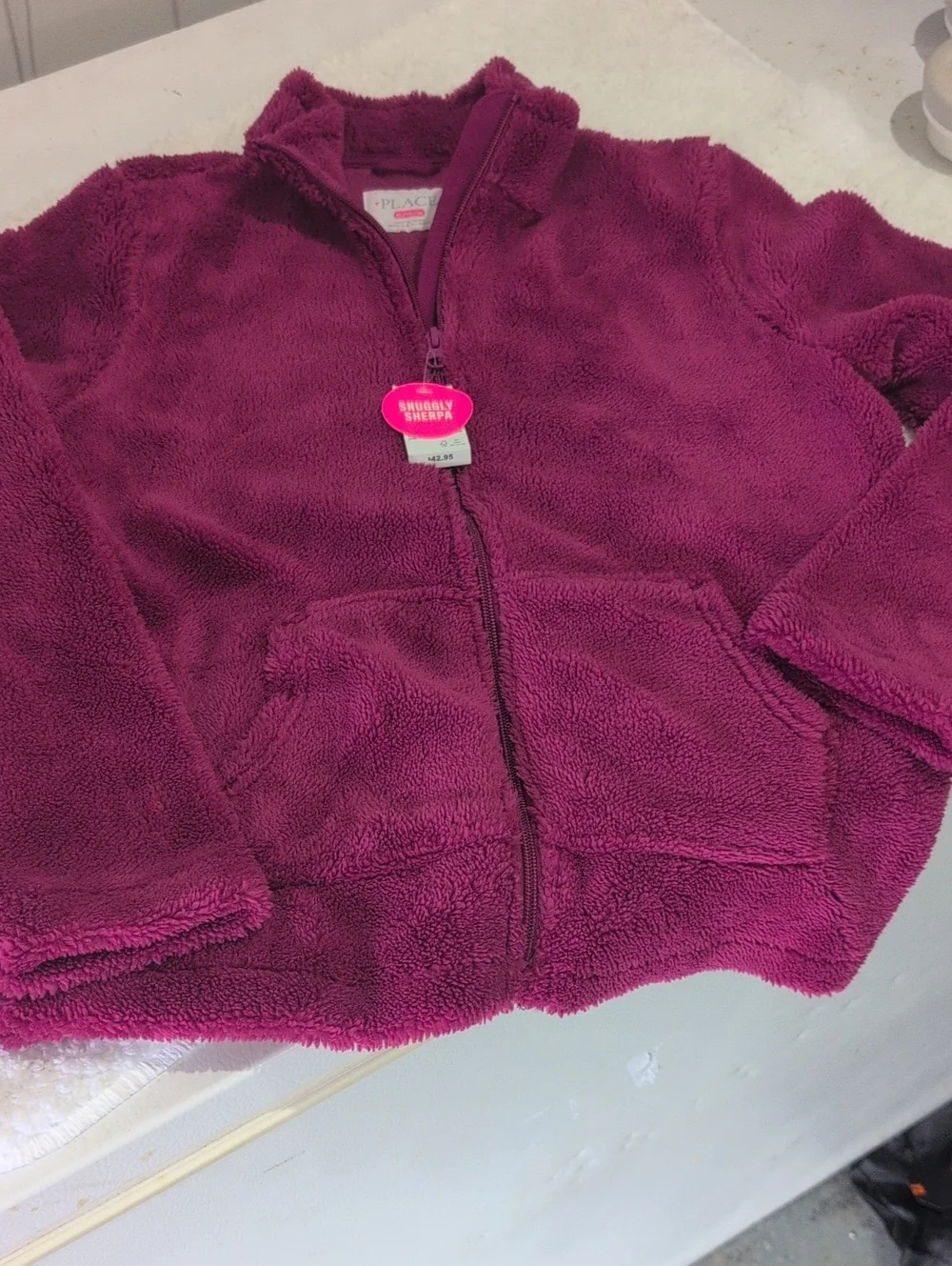 The Children's Place Girls' Raspberry Sherpa Zip-Up Jacket